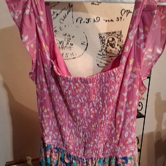 NWT CAROLINE CONSTAS Smocked Floral Pink/multicolor Boho Print Dress S - Picture 2 of 16